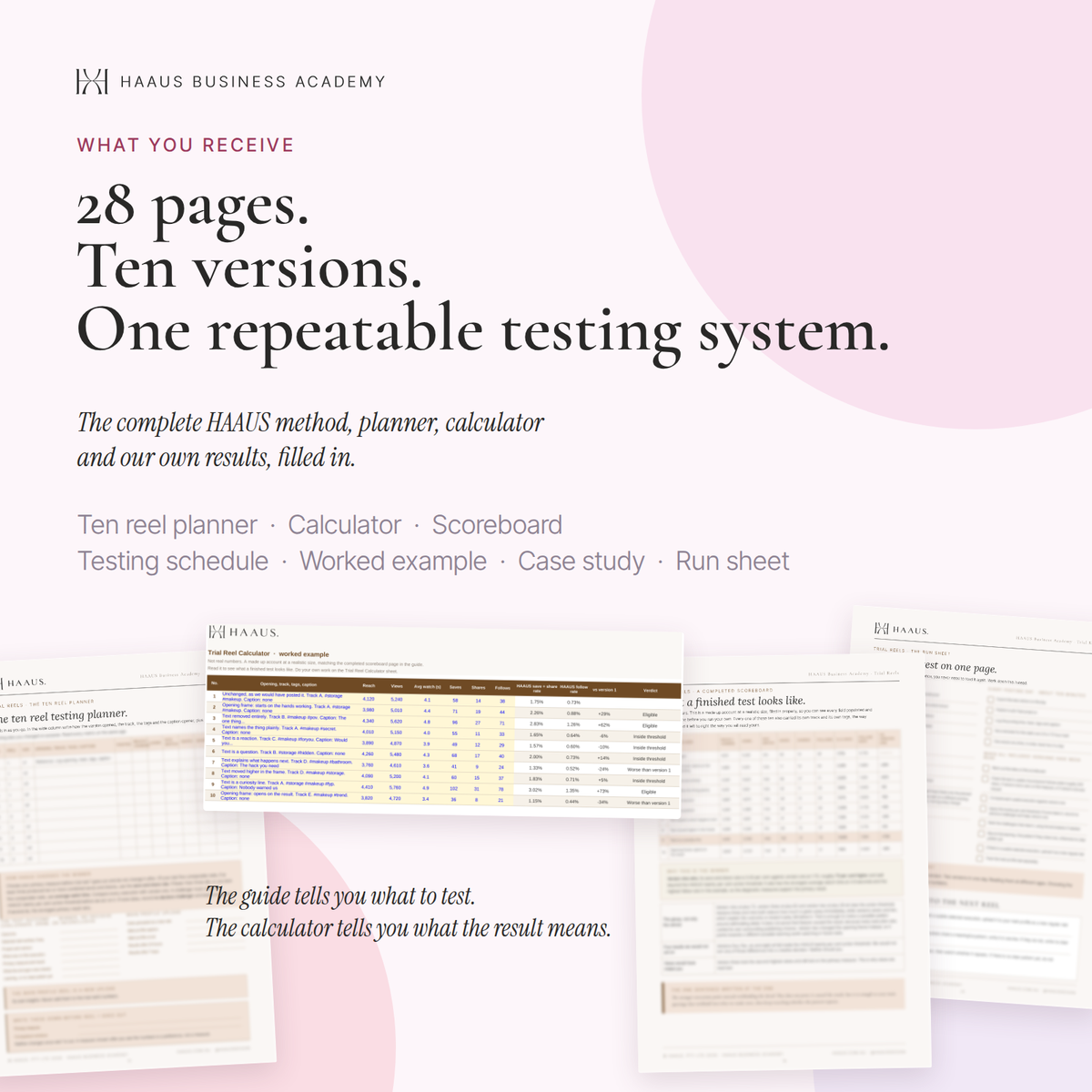 What you receive: 28 pages, ten versions, one repeatable testing system with the Trial Reel Calculator worked example.